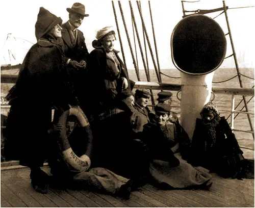 Group of Steerage Passengers on the Deck of the SS Amsterdam circa 1910.