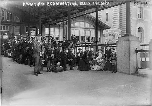 Immigrants Awaiting Examination at Ellis Island ca 1910s.