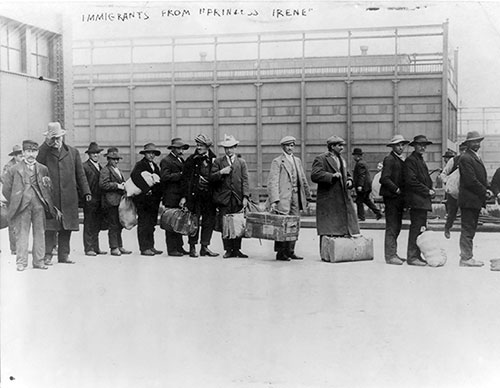 Immigrants from the SS Prinzess Irene of the North German Lloyd Arriving at Ellis Island in 1911.