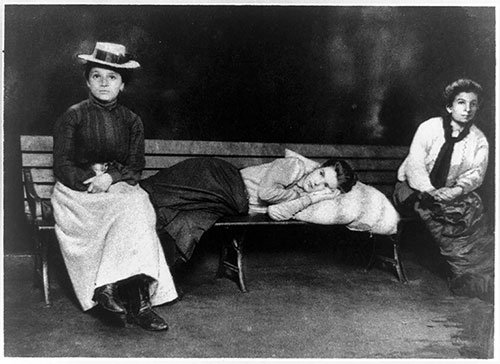 Three Women on Bench Held at Ellis Island