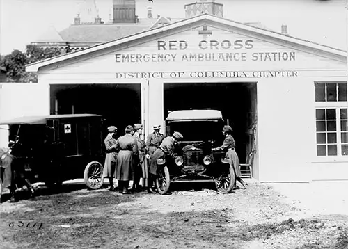 The Red Cross Emergency Ambulance Station of the District of Columbia Chapter Is Usually a Busy Place.