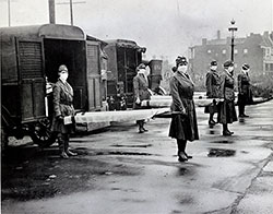St. Louis Red Cross Motor Corps on Duty During October 1918 Influenza Epidemic.