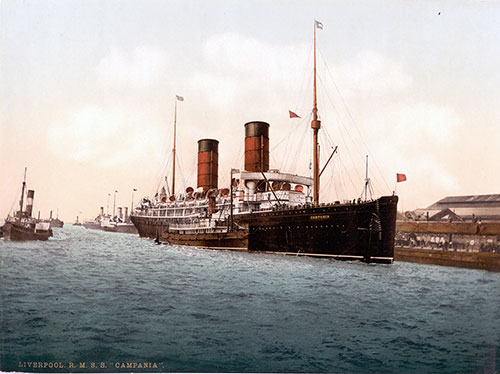 RMS Campania of the Cunard Line on the River Mersey circa 1900.