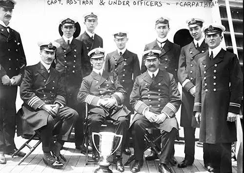 Captain Arthur Henry Rostron Next to the Silver Loving Cup Presented to Him in May 1912 by Survivors of the Titanic in Recognition of His Heroism in Their Rescue.