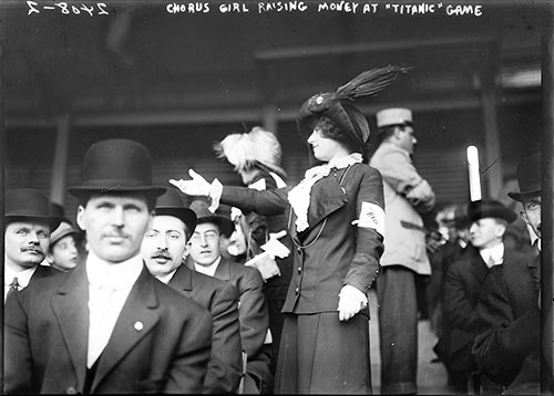 Chorus Girl Raising Money at Titanic Benefit - Game 21 April 1912
