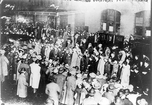 Crowd Awaiting Survivors from the Titanic in New York on 18 April 1912