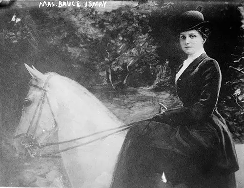 Mrs. J. Bruce Ismay Riding a White Horse. u.d. c1910