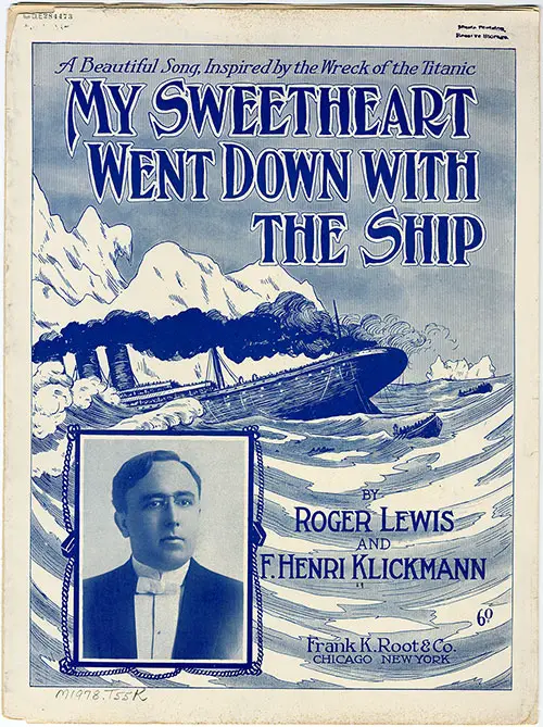 Front Cover, Sheet Music for Voice and Piano: My Sweetheart Went Down With the Ship.