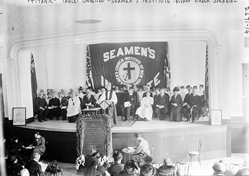 Titanic Tablet Unveiled - Seamen's Institute, Bishop Greer Speaking