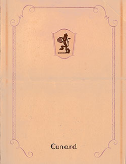 RMS Berengaria Breakfast Bill of Fare 18 July 1929