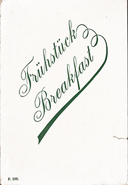 SS Deutschland Breakfast Bill of Fare 26 February 1902
