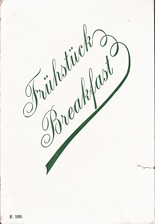 SS Deutschland Breakfast Menu 26 February 1902