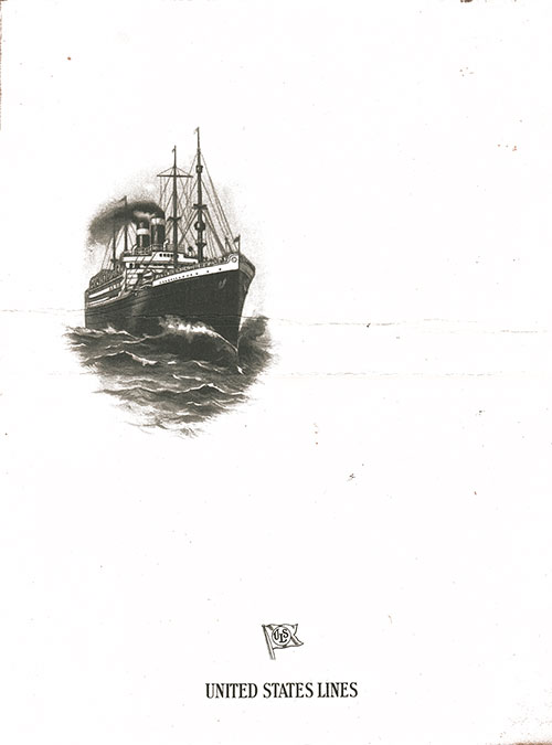 Front Cover of the Vintage Breakfast Menu From 23 October 1923 Onboard the SS President Arthur of the United States Lines