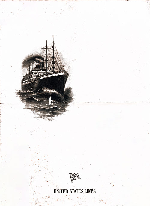 Front Cover of a Vintage Breakfast Menu From Friday, 26 October 1923 Onboard the SS President Arthur of the United States Lines.