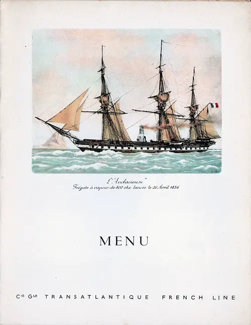Menu Cover, Christmas Eve Reveillon Dinner Menu, SS De Grasse, CGT French Line (1950)