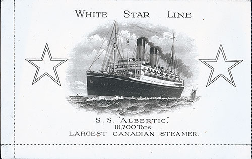 Front, SS Albertic Dinner Menu Postcard - 17 June 1928