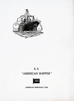 Dinner Menu, SS American Shipper, American Merchant Lines, 24 May 1929 