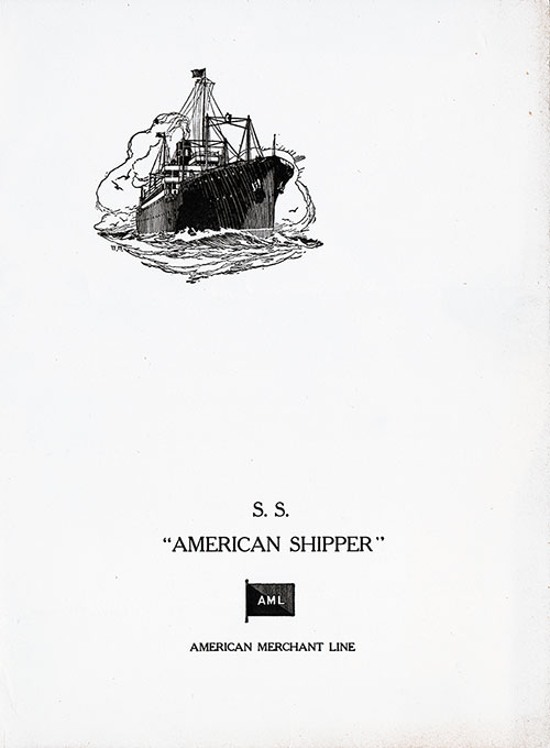 Dinner Menu, SS American Shipper, American Merchant Lines, 24 May 1929 