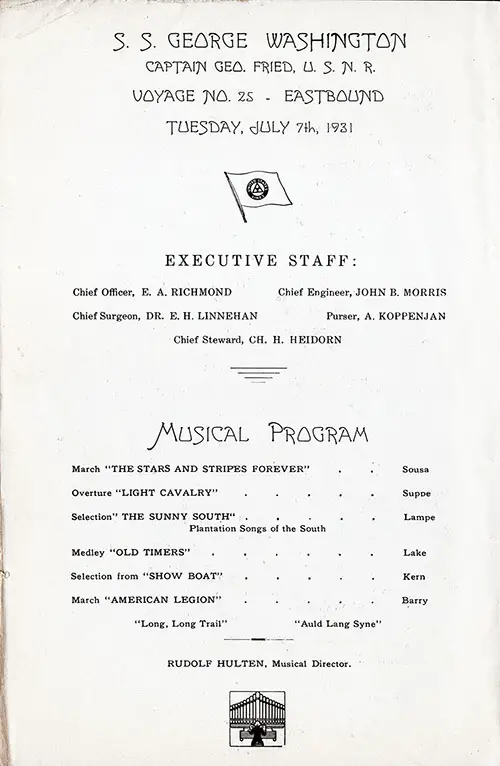 Executive Staff and Musical Program