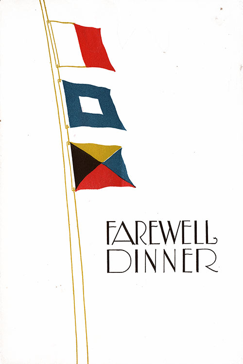 Front Cover, SS Leviathan Farewell Dinner Menu - 10 May 1928