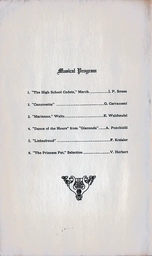 Menu Cover - Dinner Menu and Musical Program, USL SS Manhattan - July 1934