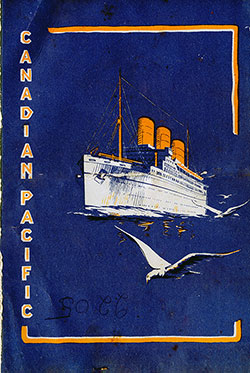 Front Cover, SS Montcalm Carnival Dinner Bill of Fare - 18 September 1933