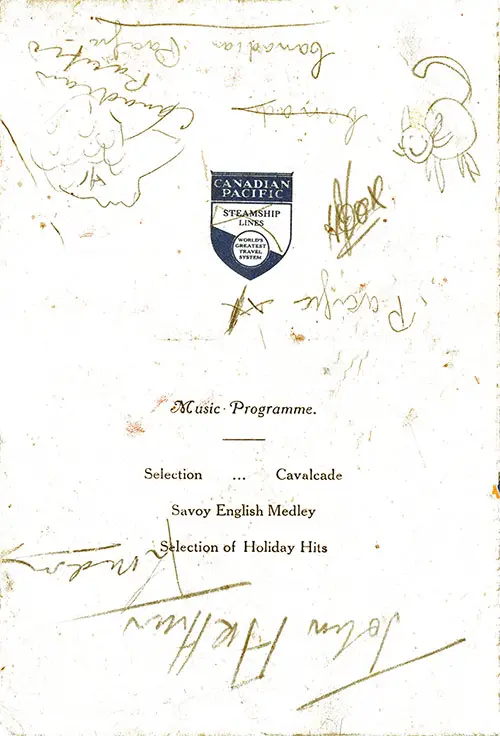 Back Cover - Music Program with Autographs