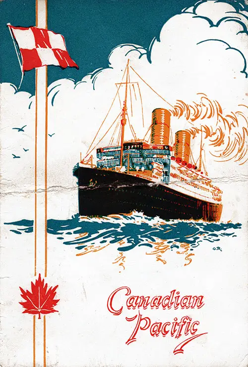 Front Cover, SS Montclare Farewell Dinner Menu - 10 September 1936