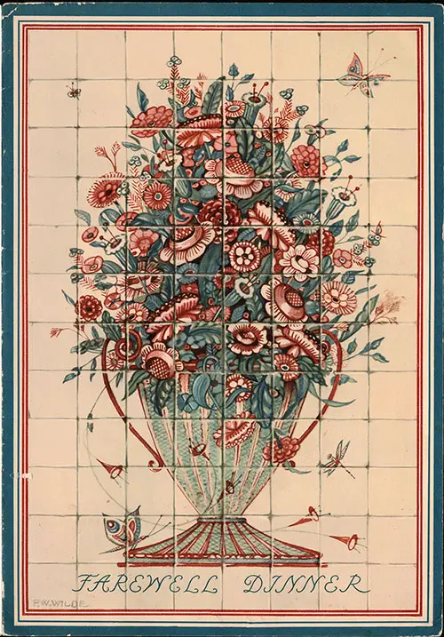 Front Cover, SS Nieuw Amsterdam Farewell Dinner Bill of Fare - 23 May 1951