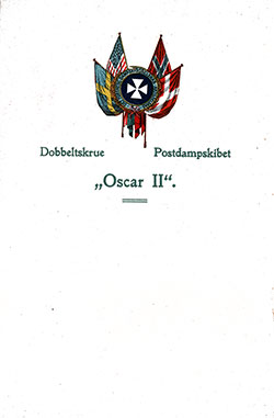 Front Cover, SS Oscar II Dinner Bill of Fare - 16 May 1912