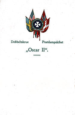 Front Cover, SS Oscar II Dinner Menu - 16 May 1912