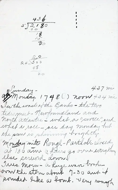 Passenger Notations, SS President Harding Dinner Menu Card - 7 April 1934.