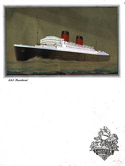 Front Cover, RMS Queen Elizabeth Dinner Menu - 28 August 1949