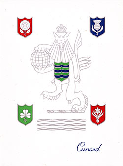 Front Cover, RMS Queen Elizabeth Dinner Menu - 14 June 1953