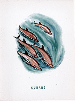 Front Cover, RMS Queen Mary Dinner Menu - 28 March 1953