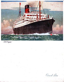 Front Cover - RMS Scythia Farewell Dinner Menu - 21 July 1955