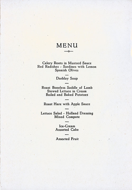 Menu Items, SS Statendam Dinner Menu - 30 November 1939