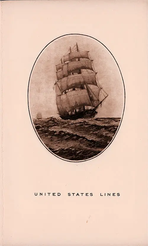 Front Cover, Dinner Menu, Tourist Cabin Class on the SS Washington of the United States Lines, Friday, 24 November 1933.