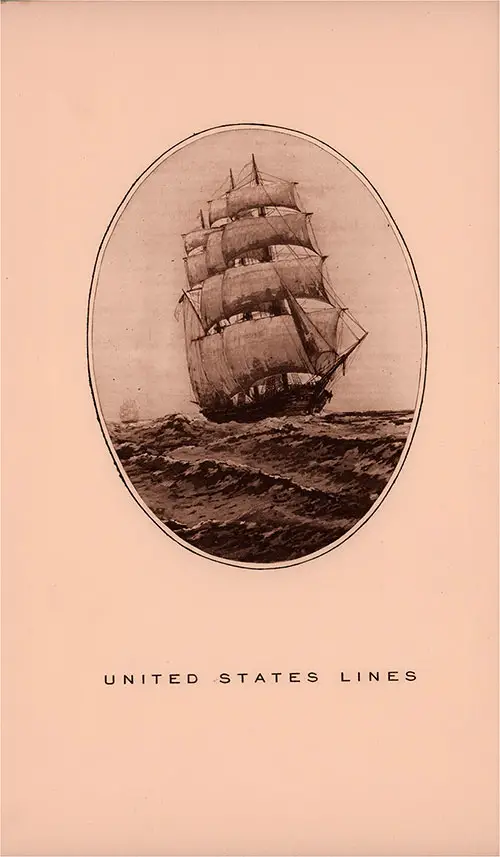 Front Cover, Farewell Dinner Menu, Tourist Cabin Class on the SS Washington of the United States Lines, Sunday, 26 November 1933. 