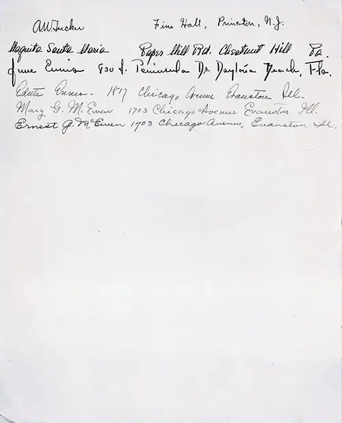 Autographs, Farewell Dinner, RMS Aquitania, 23 September 1935.