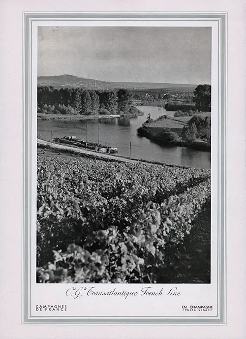 Front Cover, Large Format Luncheon Menu, First on the SS Ile de France of the CGT French Line, Saturday, 8 October 1949.