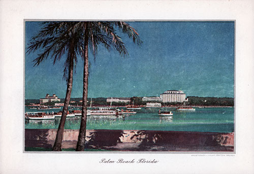 Palm Beach, Florida on the Back Cover of a Luncheon Menu from Thursday, 12 June 1930 for the SS Stuttgart of the Norddeutscher Lloyd/North German Lloyd.