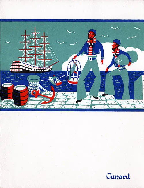 Front Cover, RMS Queen Mary Luncheon Menu - 2 April 1953