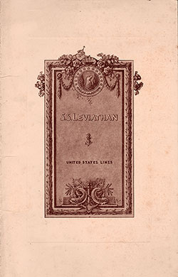 Dinner Menu, United States Lines SS Leviathan, Private Party - 1928