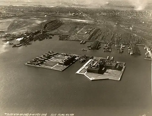 Aerial View of Ellis Island, New York, Photo Received from Mitchel Field on 4 April 1940.