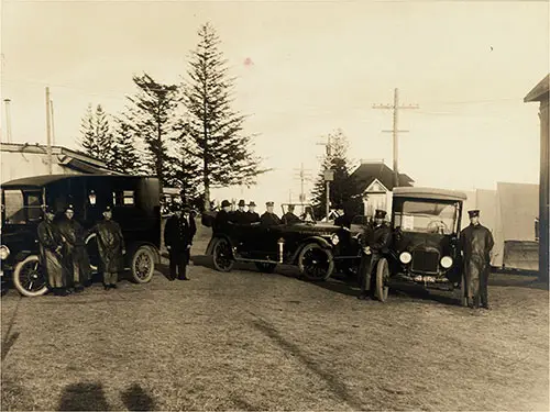 Ambulance Crew at Special War Influenza Hospital During Influenza Epidemic, Emery Hill, Lawrence, Massachusetts, Circa 1918.