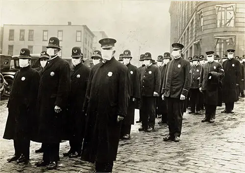Policement in Seattle, Washington, Wearing Masks Made by the Seattle Chapter of the Red Cross