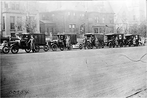 Red Cross Motor Corps Ambulances Used in St. Louis, MO During Influenza Epidemic.