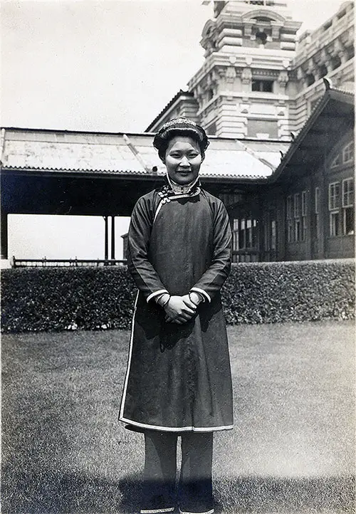 Asian Women in Traditional Dress at Ellis Island.