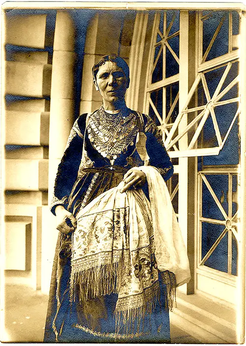 Greek Immigrant Woman Wearing Costume at Ellis Island, June 1909.